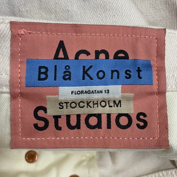 ACNE STUDIOS Size 28 River Ivory Cream Cotton Blend Twill Button Fly Jeans - Picture 5 of 7